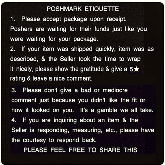 >>>POSHMARK ETIQUETTE<<< - Picture 1 of 1